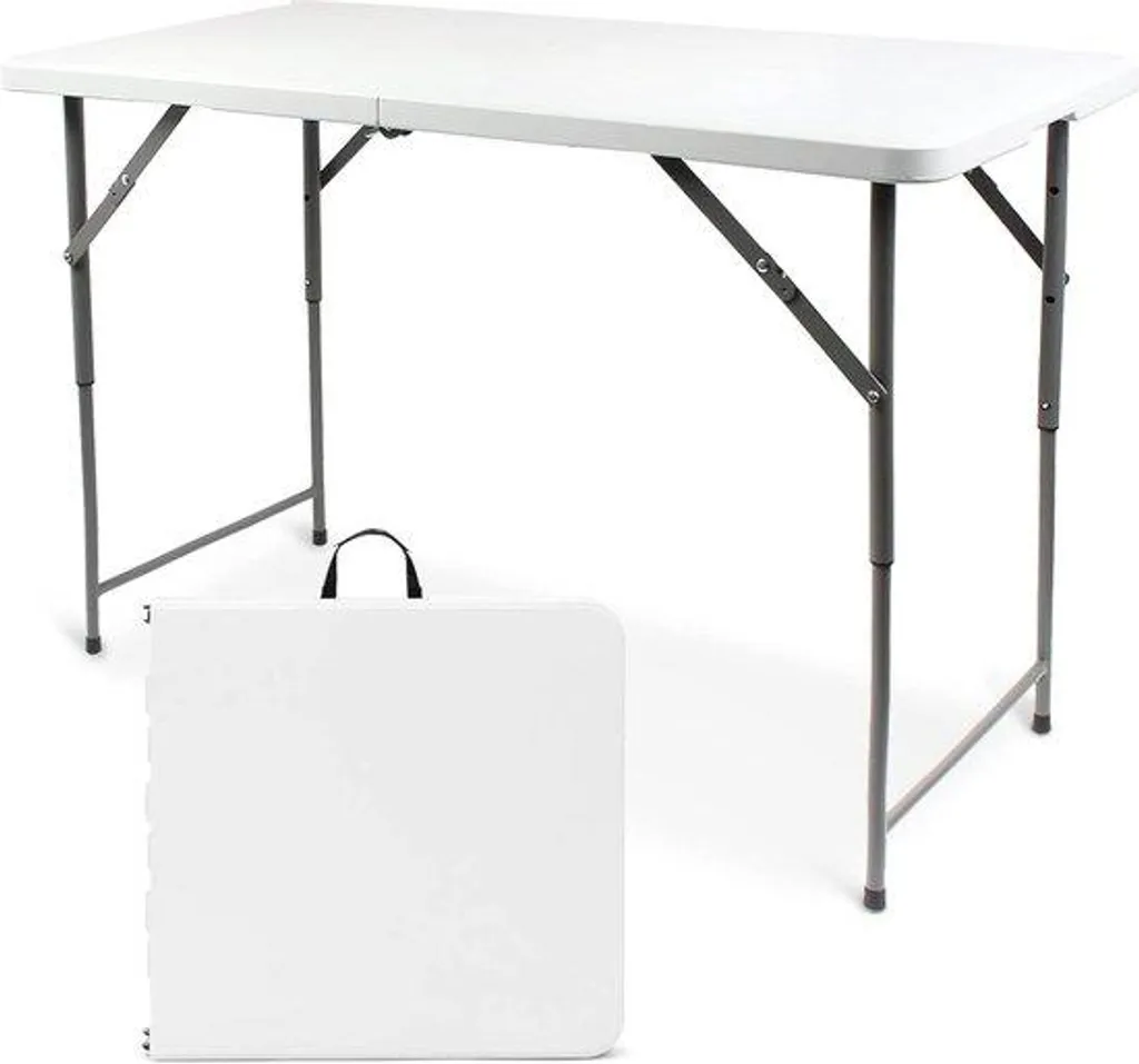 Table de jardin rectangulaire avec poignée de transport et pied réglable