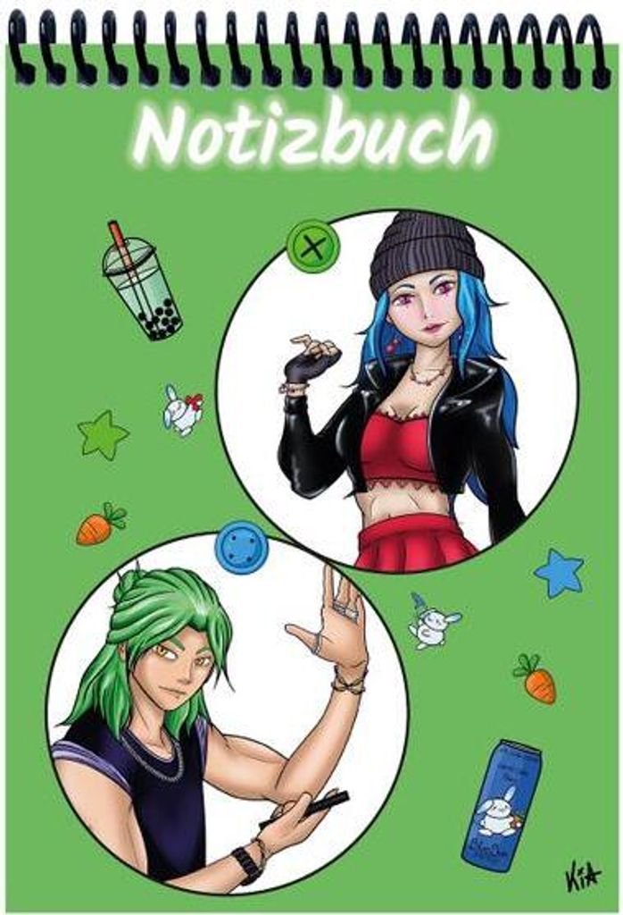 A 5 Notizblock Manga Quinn und Enora, grün, liniert