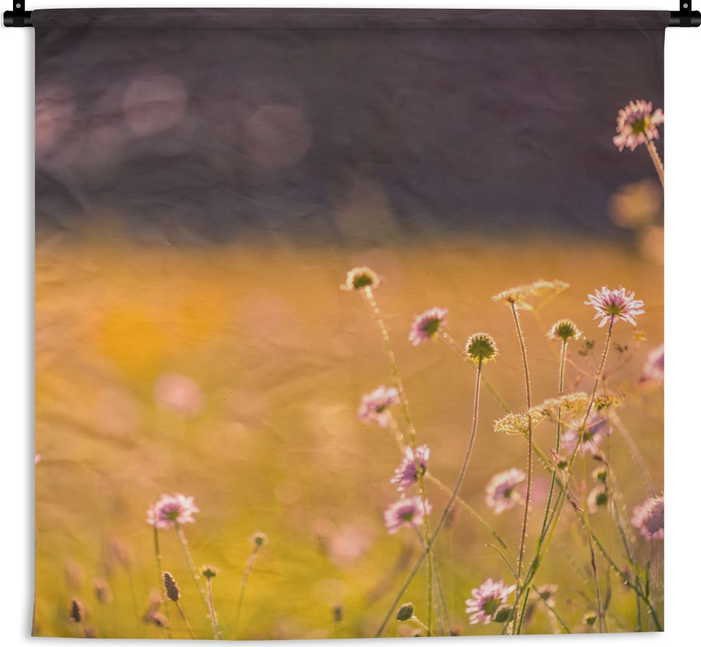 MuchoWow Wandteppich Wandbehang Blumen - Hell - Rosa 60x60 cm Tapisserie Dekoration Wandtuch - Dekorationen - Wand Decke