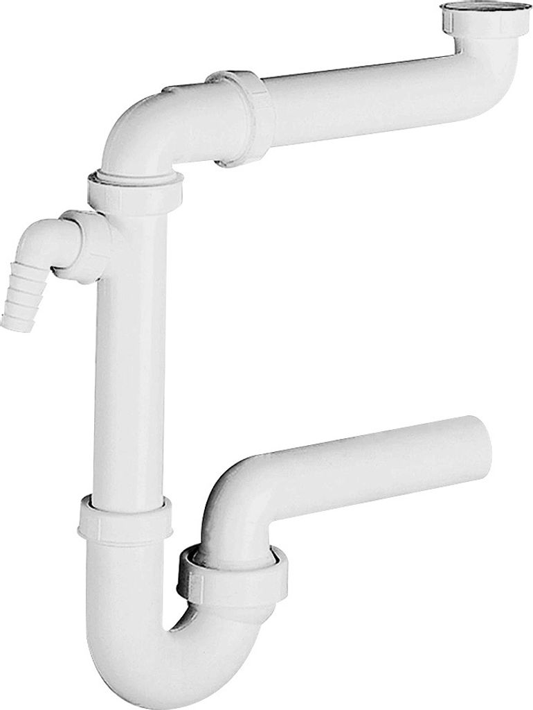 DALLMER Raumspar-Siphon 040237 mit Kugelgelenk-Ablaufbogen DN 40/DN 50 / DIN EN274 / Kugelgelenksiphon