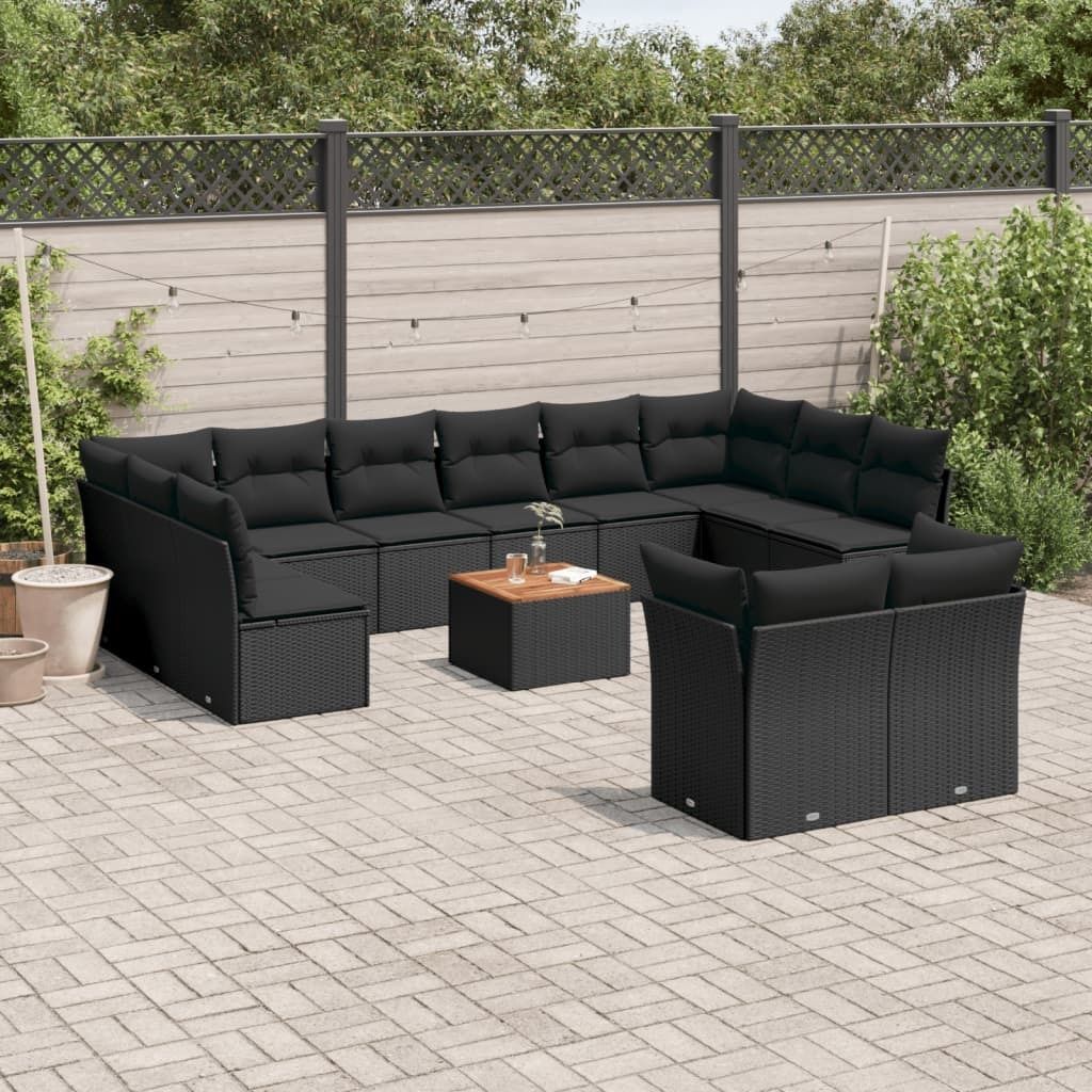 CLORIS 13-tlg. Garten-Sofagarnitur - mit Kissen - Schwarz Produktbild 