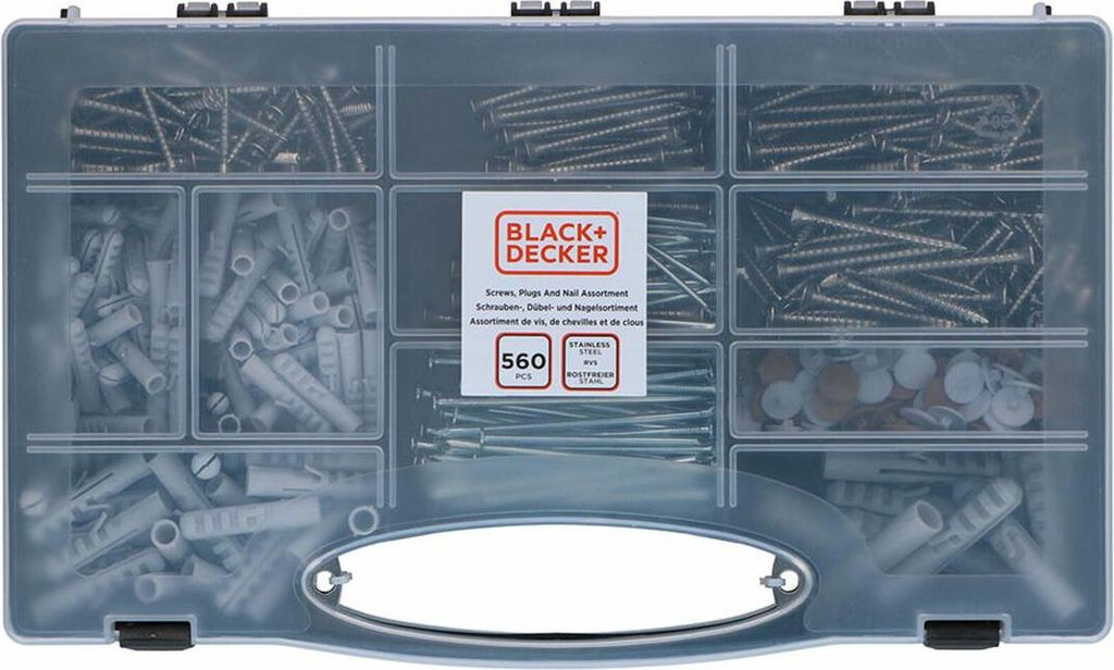 Zestaw gwoździ, kołków i wkrętów BLACK+DECKER - 560 sztuk - Zdjęcie produktu 