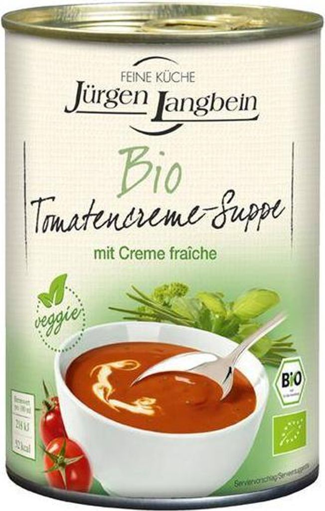 Jürgen Langbein Tomatencreme-Suppe 400 Ml Dose Fruchtig-cremiger Geschmack Vegetarisch
