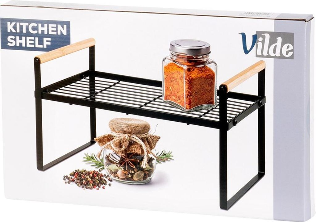 Vilde | Etagère de cuisine - En métal - Noir - Rangement Image du produit 