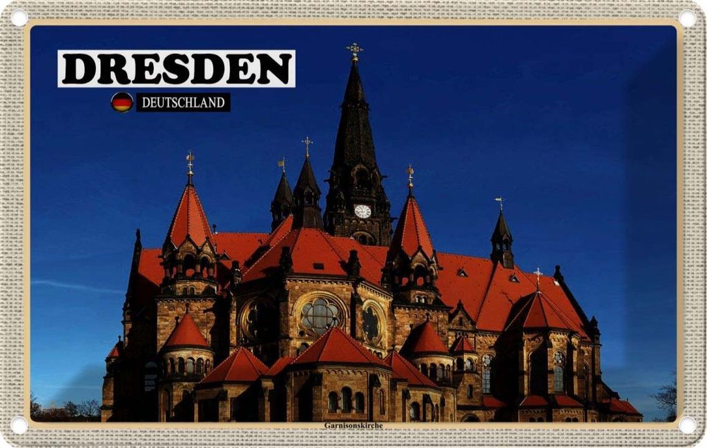 vianmo Blechschild 12x18 cm Dresden Ganisonskirche Bildmotiv Reisemotiv Abenteuer Reisen