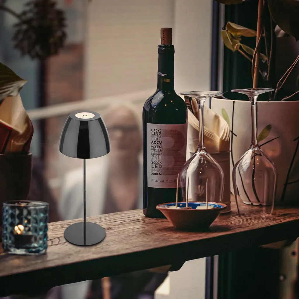 Briloner Serina Lampe de table LED sans fil IP44 dimmable Chrome 36cm