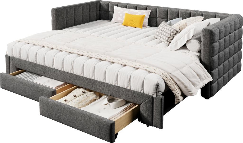 Merax Tagesbett Daybett 90x200 cm, mit Ausziehbett 90x200 Produktbild 