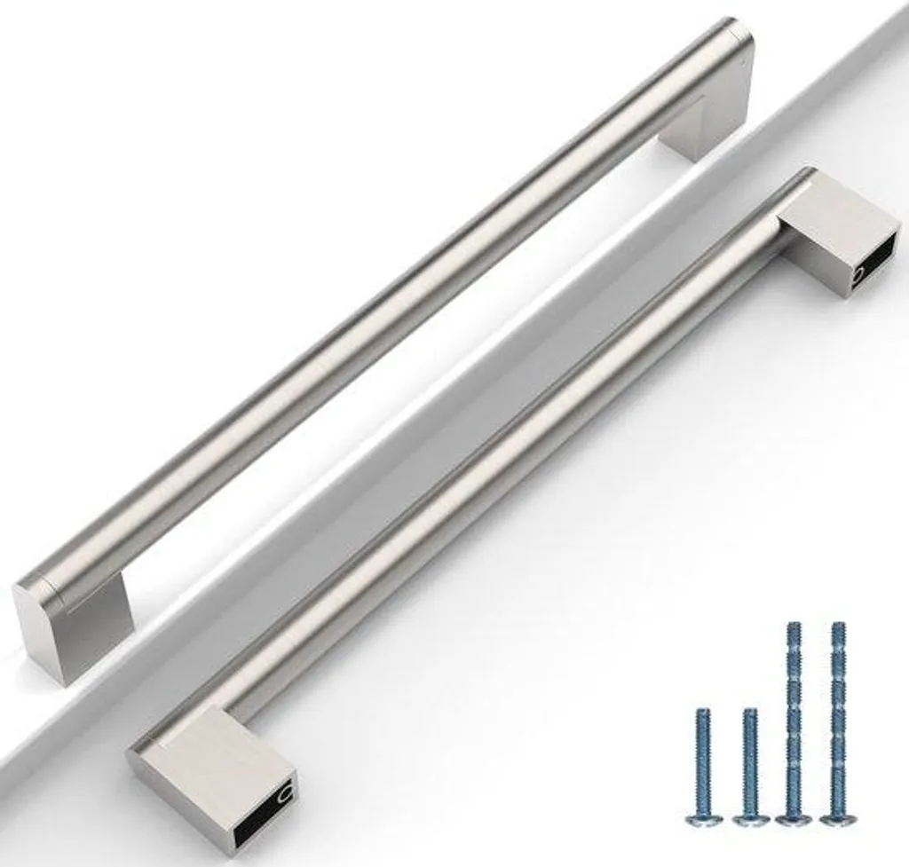 Poignées en Acier Inoxydable Nickel Brossé Entraxe 256mm Haute Qualité