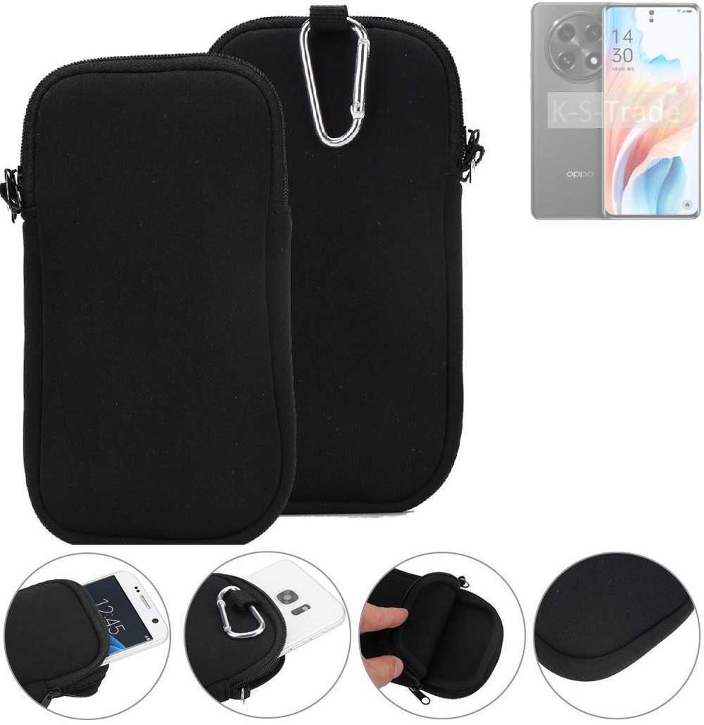 K-S-Trade Neopren-Hülle Handyhülle kompatibel mit Oppo A2 Pro Schutzhülle Neoprenhülle Sleeve Schutz-Hülle Gürtel Tasche Case Holster