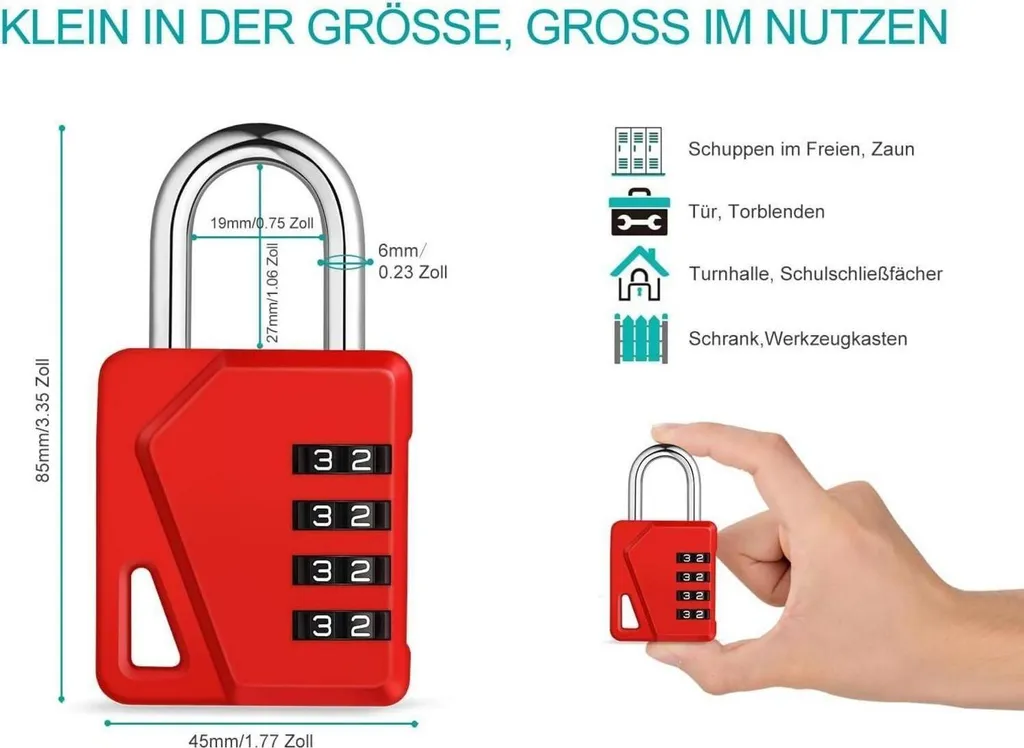 Cadenas de Casier Scolaire Robuste avec Code Variable en Acier Trempé - 5