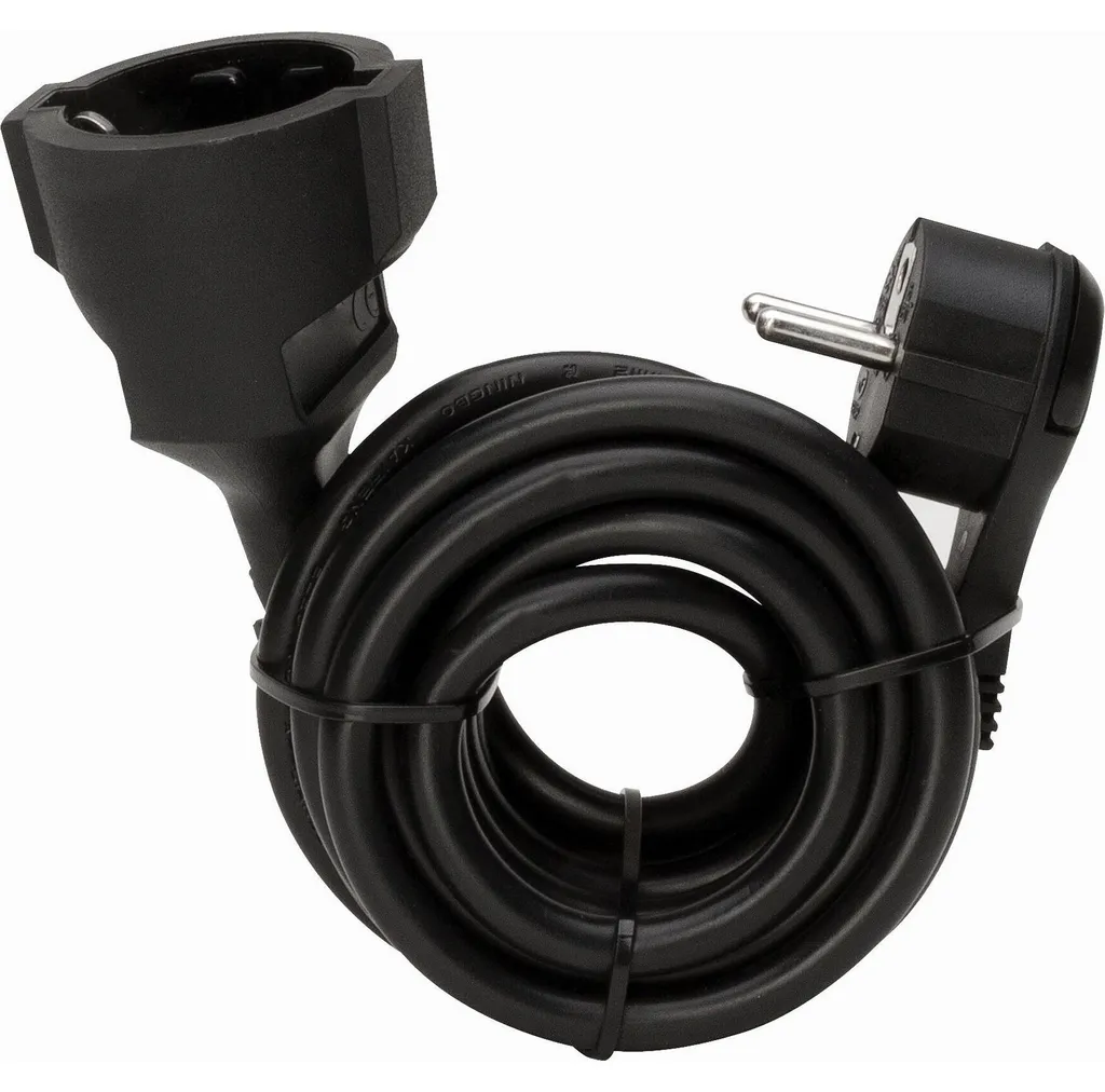 Rallonge 5m fiche plate noire : câble prolongateur extra plat discret