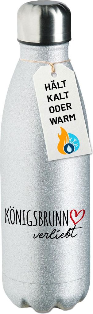 Huuraa Trinkflasche Königsbrunn verliebt 500ml Silver Edelstahl Wasserflasche Trinkflasche Geschenkidee