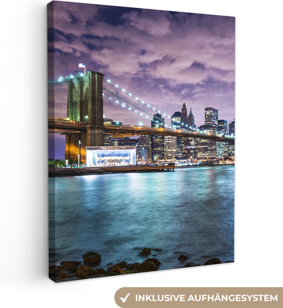 MuchoWow - Leinwandbilder - New York - Skyline - Stadt - Farben, Wandbild, Wanddeko Bilder Wohnzimmer, 30x40 cm