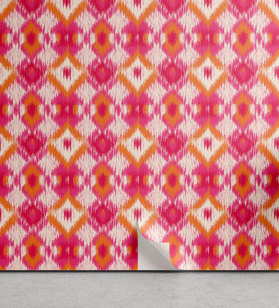 ABAKUHAUS Ikat abziehbare & klebbare Tapete für Zuhause, Geometrische Ikat inspiriertes Design, selbstklebendes Wohnzimmer Küchenakzent, 33 cm x ...
