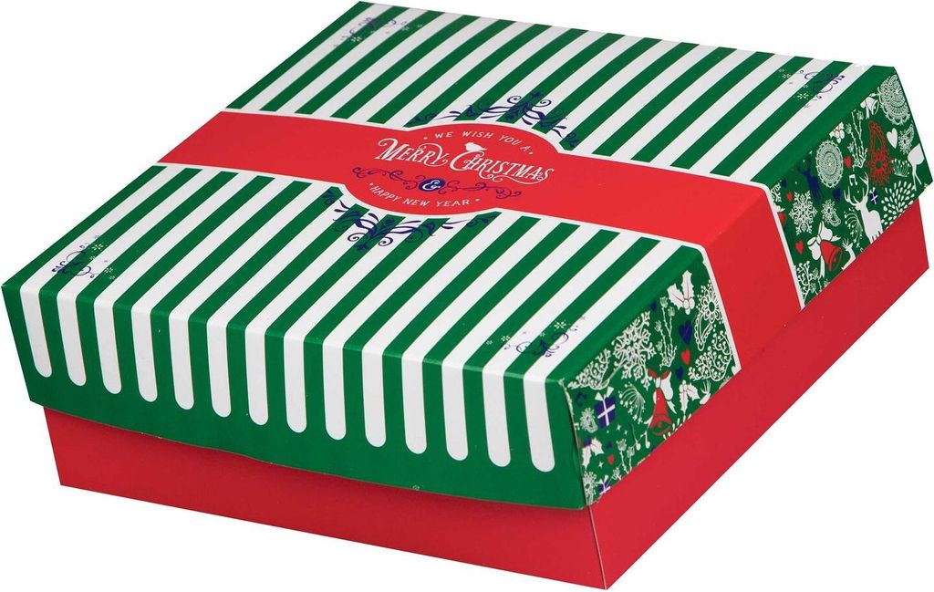 75x Keksbox Gebäckkarton mit Alubeschichtung "Weihnachten" 250 x 250 x 80mm