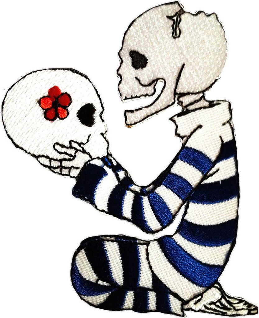 Totenkopf Biker Skelett - Aufnäher, Bügelbild, Aufbügler, Applikationen, Patches, Flicken, Zum Aufbügeln, Größe: 8 x 10.2 cm