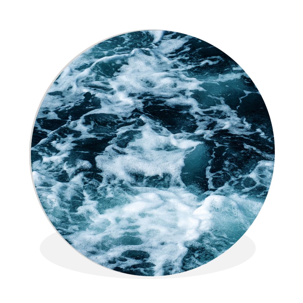 MuchoWow Rundes Wandbild - Runde Bilder Wasser - Blau - Golf Ø 90 cm Kreis Wanddekoration Kunststoff - Wandkreis - Wandschmuck - Wand-Kreis - Wo...