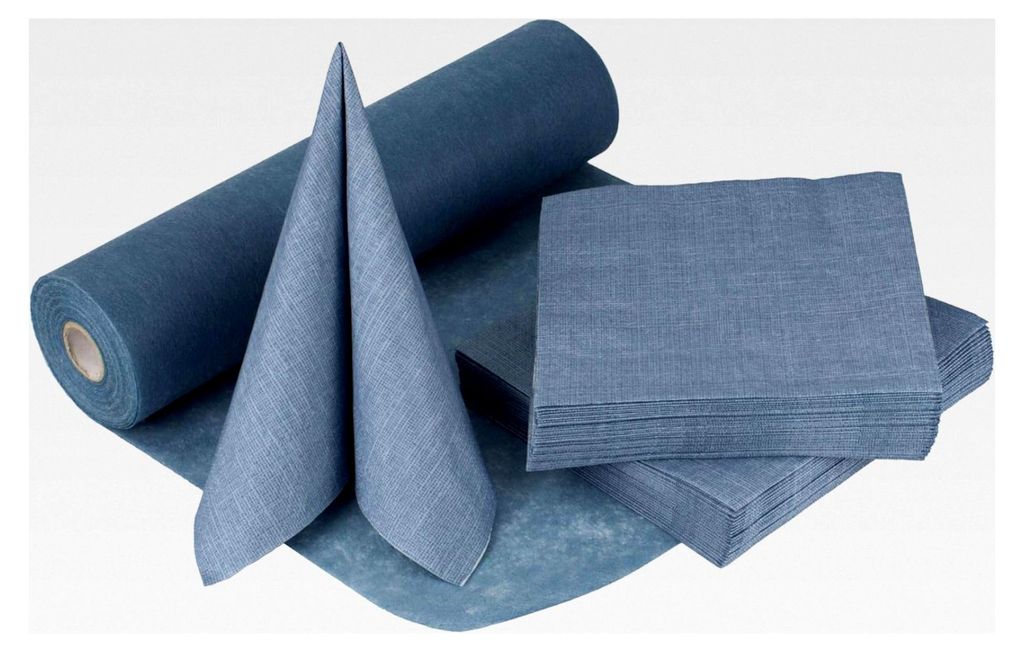 Tischdeko-Set Rauchblau – 20-40 Gäste – Tischband und Servietten für Taufe, Kommunion, Konfirmation, Hochzeit und Geburtstag – Praktisches ...