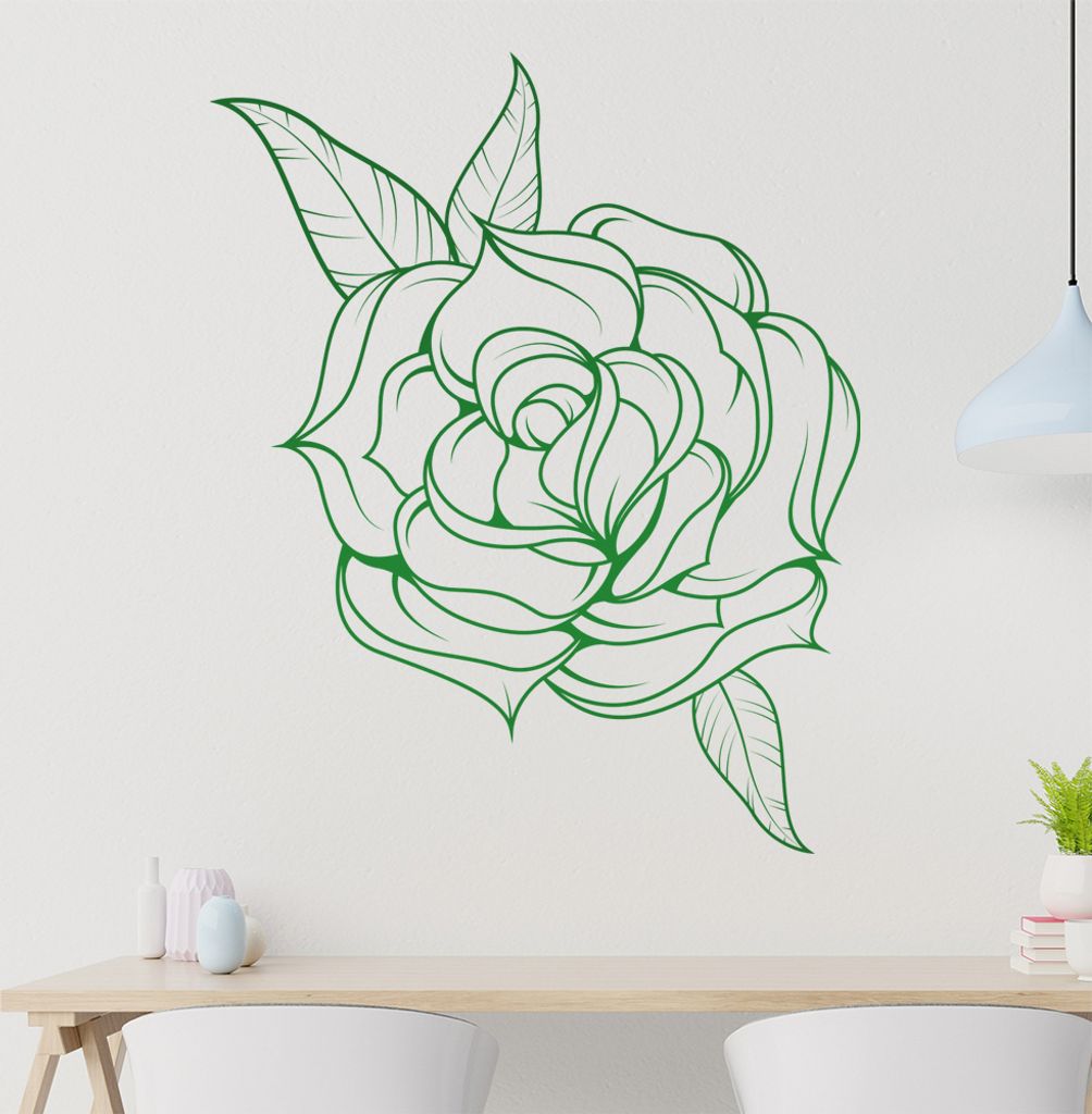 KIWISTAR Feine Rose Flower Liebe Wandtattoo in 6 Größen - Wandaufkleber Wall Sticker - Dekoration, Küche, Wohnzimmer, Schlafzimmer, Badezimmer