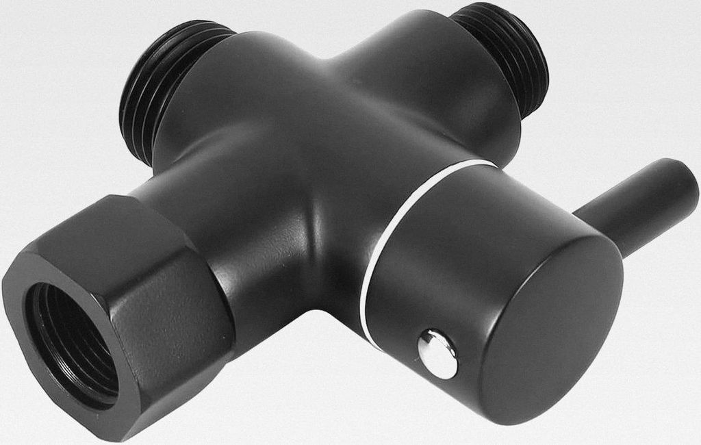 Messing-T-Stück 3/8 Zoll 3-Wege-Umstellventil für Bidet-Sprühgeräte (Schwarz)