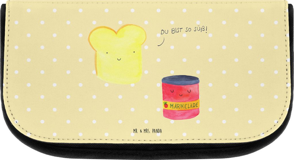 Mr. & Mrs. Panda Kulturtasche Toast Marmelade - Gelb Pastell - Geschenk, Toastbrot, Kulturbeutel, Dreamteam, Lustige Sprüche, Make-up Organizer, K...