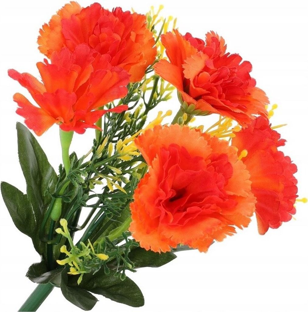 Dekolo Künstliche Blumen Dekorationen Deko Pflanzen Blumensträuße Nelken Orange 22cm