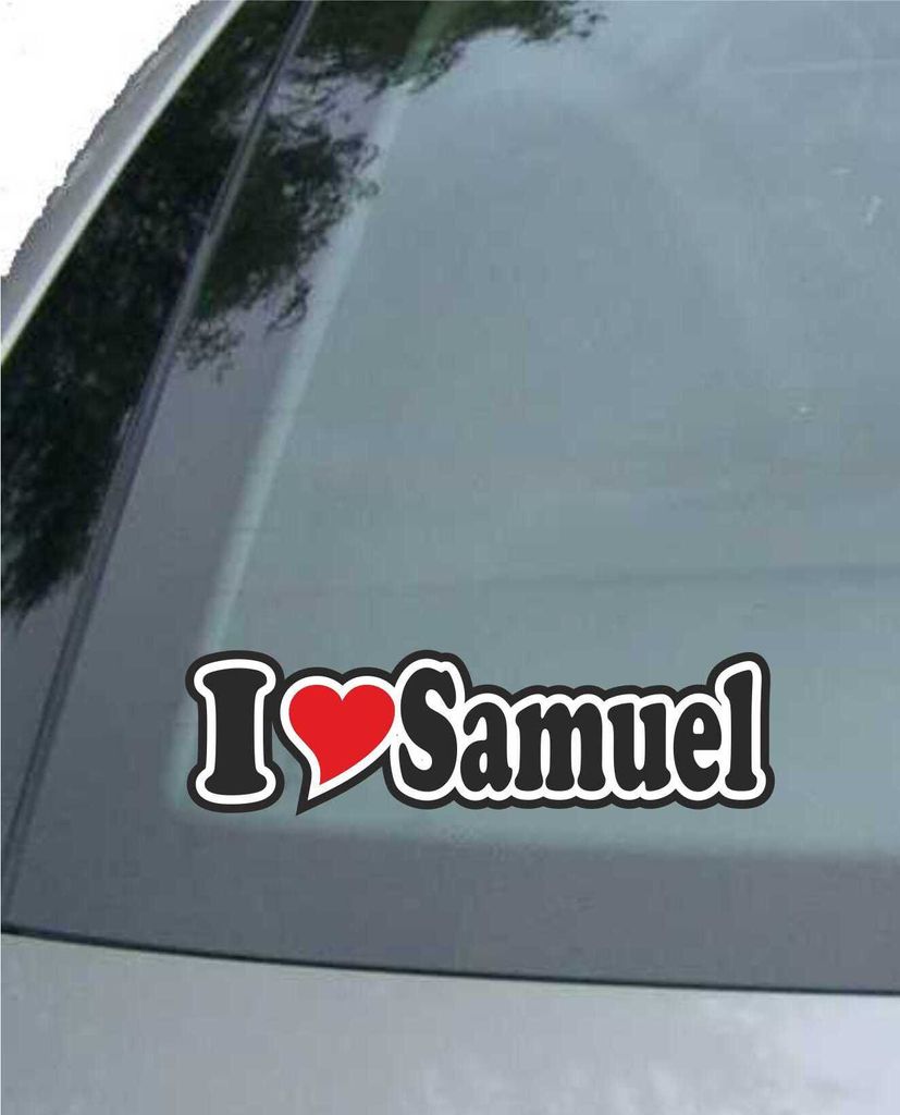 INDIGOS UG - Aufkleber / Autoaufkleber I Love Heart - Ich liebe mit Herz 15 cm - I LOVE Samuel - Auto LKW Truck - Sticker mit Namen vom Mann Frau Kind