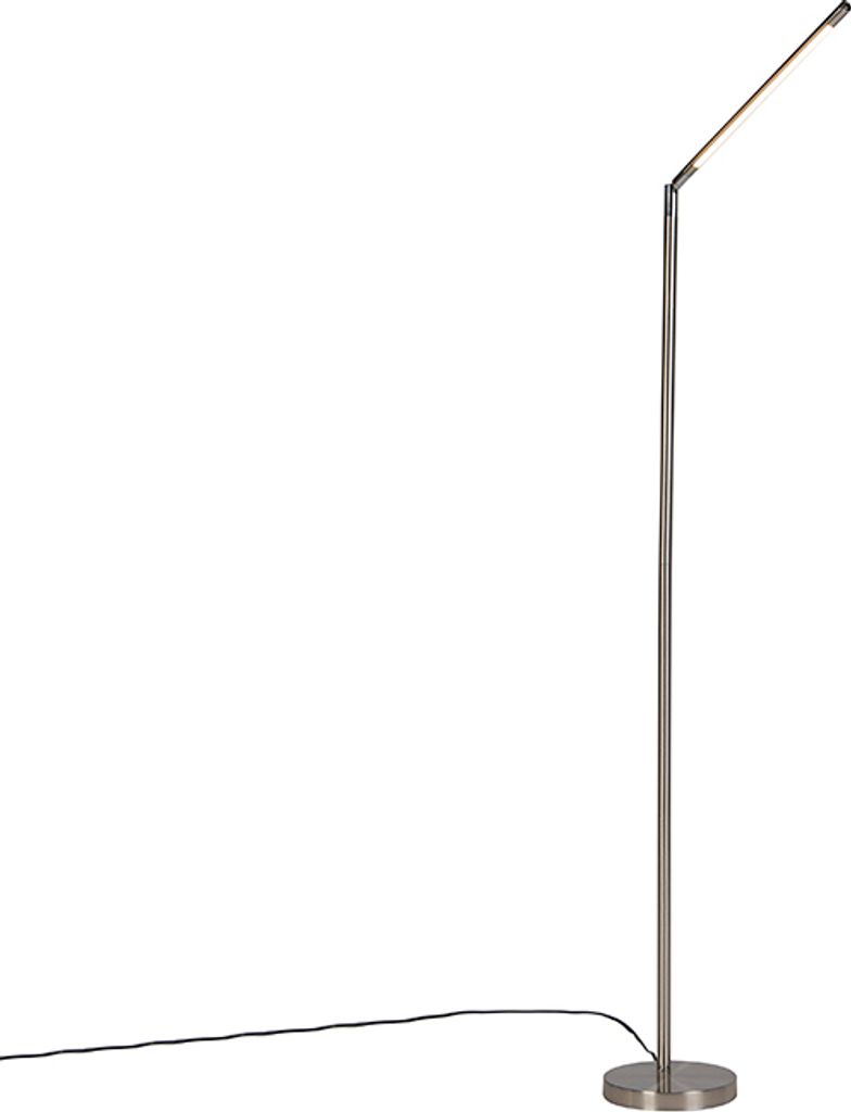 QAZQA - Moderne Stehleuchte I Stehlampe I Standleuchte I Lampe I Leuchte aus Stahl I Silber I nickel matt inkl. LED - Berdien Dimmer I Dimmbar I Wo...