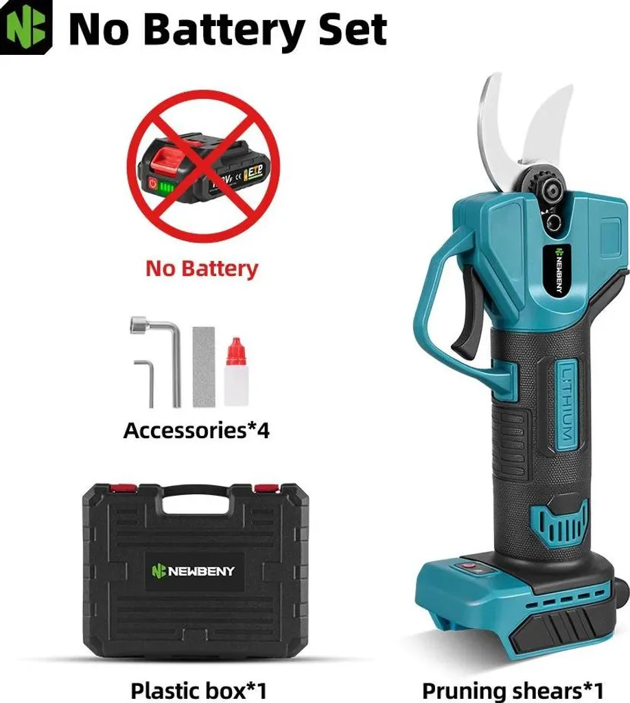 Cesoie elettriche per rami - Modello senza fili - Diametro di taglio 30 mm - Due velocità - Lama Acciaio al carbonio SK5 - Compatibile con 18 V, senza batteria - Giallo/nero