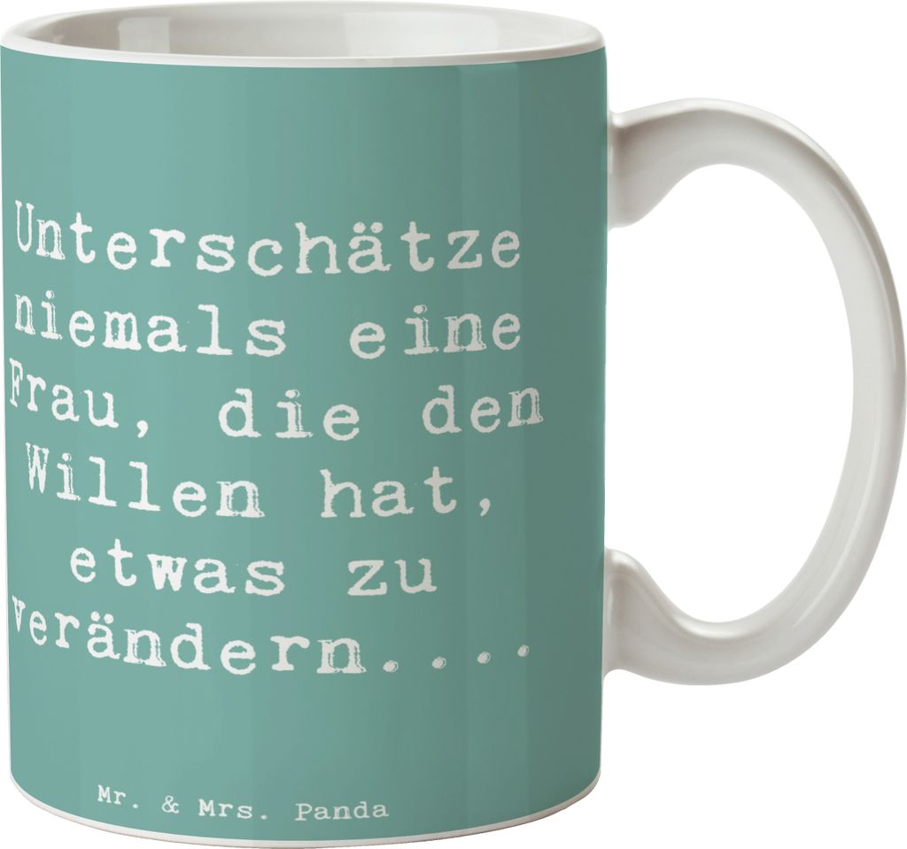 Mr. & Mrs. Panda Kaffeebecher Spruch Hoffnung Veränderung - Meeresbrise - Geschenk, Inspiration, Tasse, Kaffeetasse, Zitat, Zuversicht, Gefühl, B...