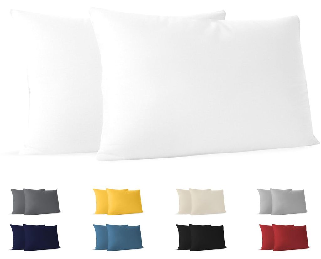 Kissenbezug 40x70 (2er-Set) - 100% Jersey-Baumwolle 150 g/m² - Weiß - Für Kissen der Größe 40x70 cm - Kissenbezug - Nachhaltig und hypoallergen