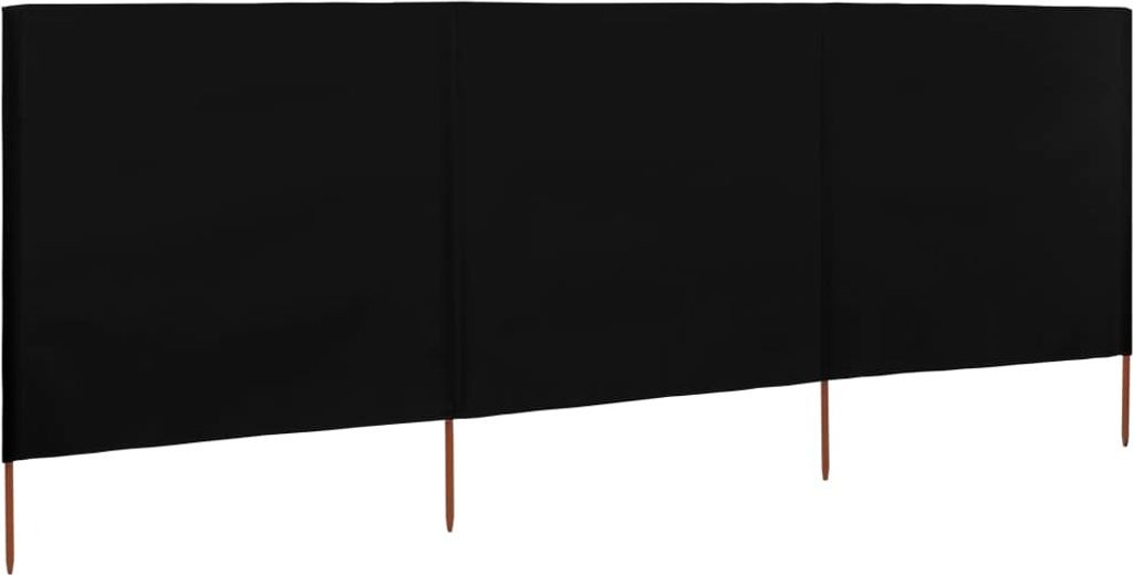 vidaXL tessuto frangivento 3 pezzi 400 x 160 cm nero Immagine del prodotto 