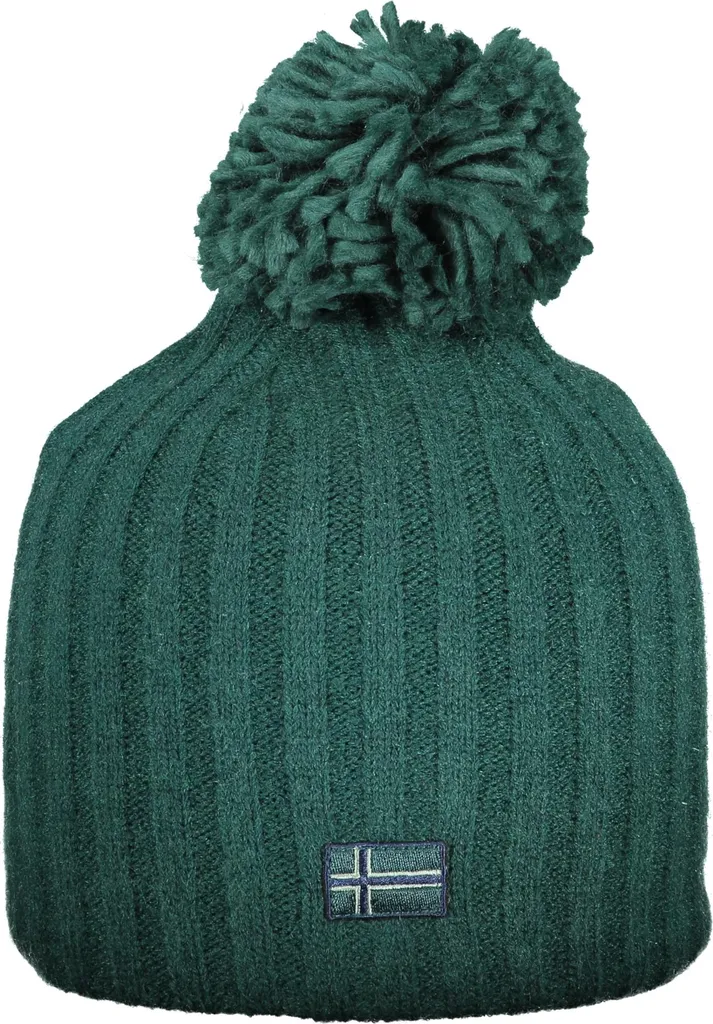 Bonnet femme vert avec pompon design norvégien 1963 - Style Rétro Chic