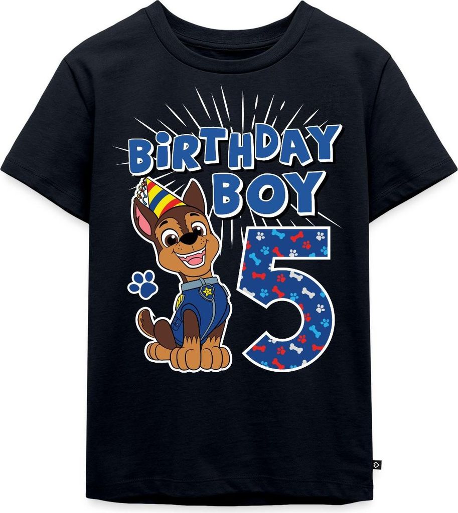 Spreadshirt Paw Patrol Geschenk 5 Jahre Alt 5. Geburtstag Chase Kinder Premium T-Shirt, 98/104 (2 Jahre), Navy