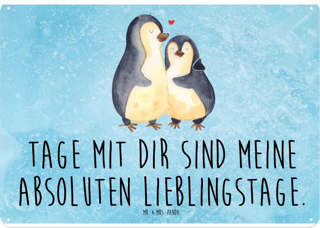 Mr. & Mrs. Panda tafel Pinguin umarmen DIN A4 - Eisblau - Produktbild 