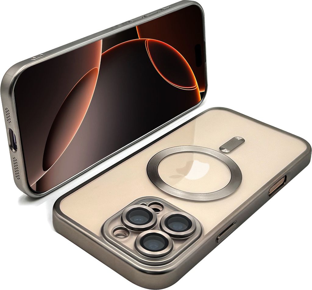 Wörleonline Handyhülle für iPhone 16 Pro Max Hülle mit Kameraschutz Titan-Farbton kompatibel mit MagSafe Case Cover Farbe: Titan Natur