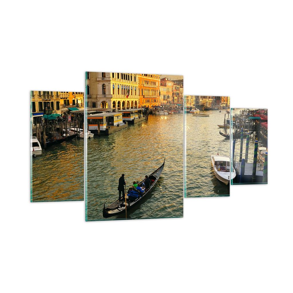 Bilder auf glas - Ansicht Wasser Gondel Reise - 160x90cm - Glasbilder - Wandbilder - Kunstdruck - zum Aufhängen bereit - Wanddekoration aus Glas -...