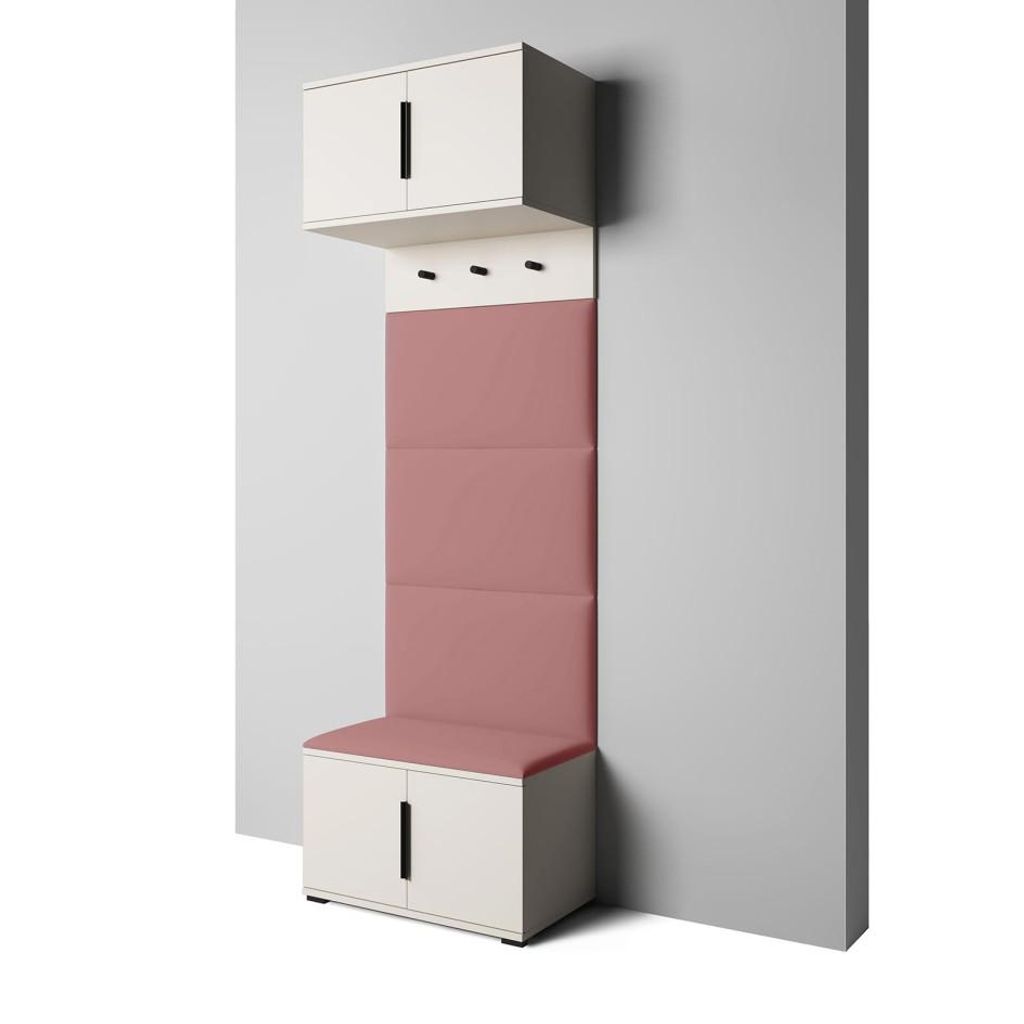 Garderoben-Set Napoli Version 5: Schuhschrank mit Polsterpaneelen, Hängeschrank für Flur und Eingangsbereich (Cashmere/Trinity 23)