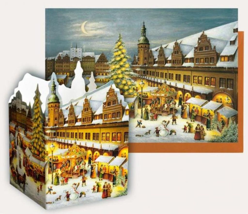 Tischadventskalender Leipzig Weihnachtsmarkt mit Teelicht & Postkarte
