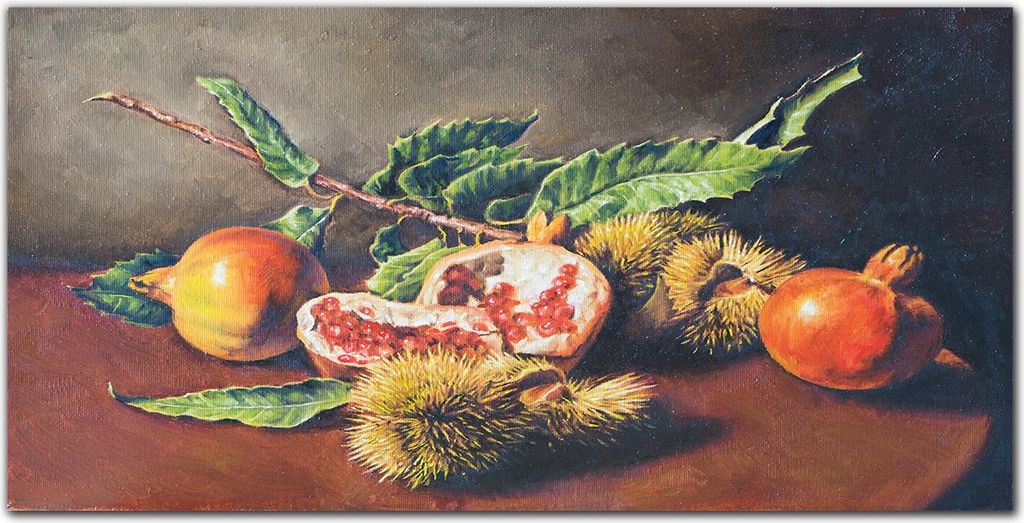 Coloray Bild aus Leinwand 140x70 Leinwand Dekoration - Obst-Filiale Granate