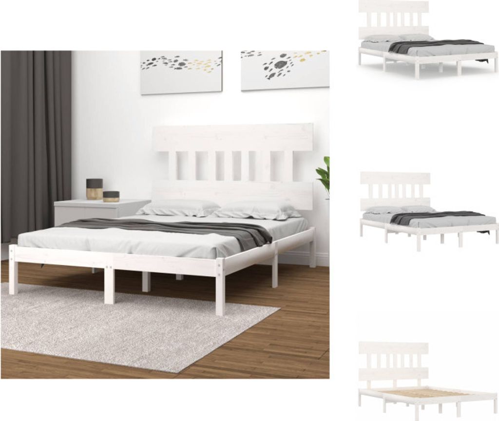 vidaXL Massivholzbett Weiß 200x200 cm - Betten & Bettgestelle