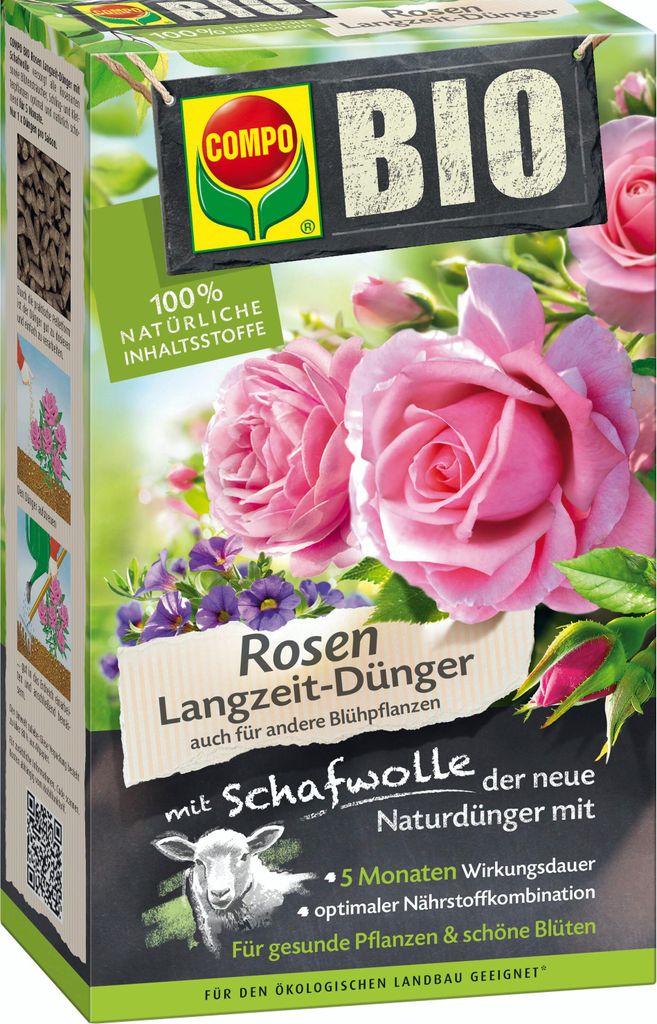 COMPO Rosen Langzeit-Dünger mit Schafwolle 2 kg