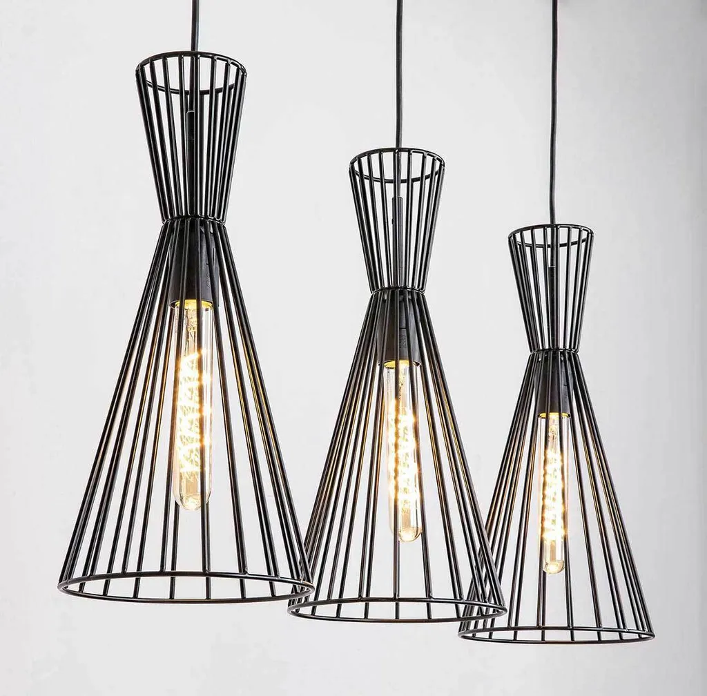 Suspension Triple E27 Métal Noir Mat Design Industriel Chic 72006 - 2