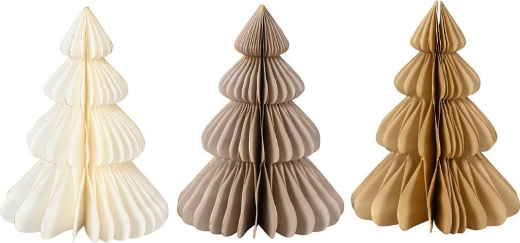 3tlg. Tannenbaum PAPER weiß braun aus Papier H20cm Papiertanne gefaltet (3 Farben)