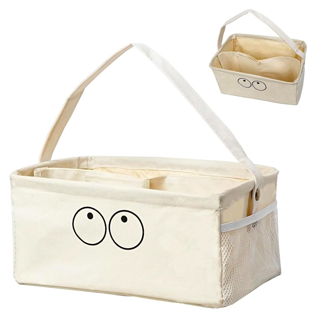Schreibtisch Organizer, Stoff Aufbewahrungskorb mit mehreren Taschen und Teiler, 3 Fächer Tragbare Aufbewahrungstasche mit Griff, Korb für Schrei...
