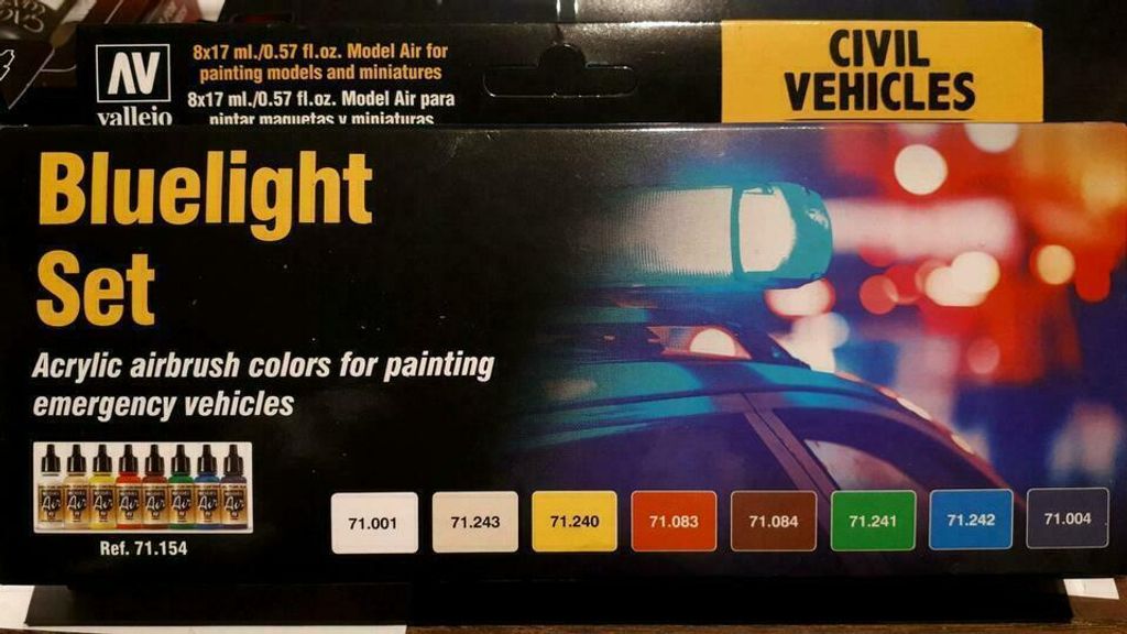 Vallejo Farben Model Air 100 413 Blaulicht Airbrush Set Modellbau Farbe