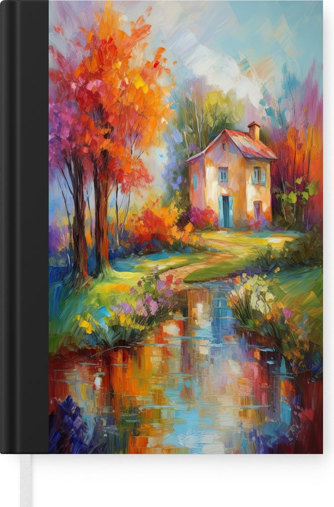 MuchoWow Notizbuch Tagebuch Haushaltsbuch Notebook A5 Landschaft - Farbenfroh - Ölgemälde - Kunst - Notizblock - Notizheft - Notebook - Schreib...