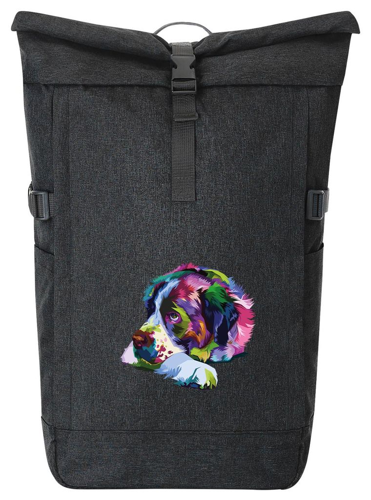Huuraa Kurierrucksack Bernhardiner Colorful 30-44 Liter Black Melange Fairtrade Rolltop Rucksack Geschenkidee
