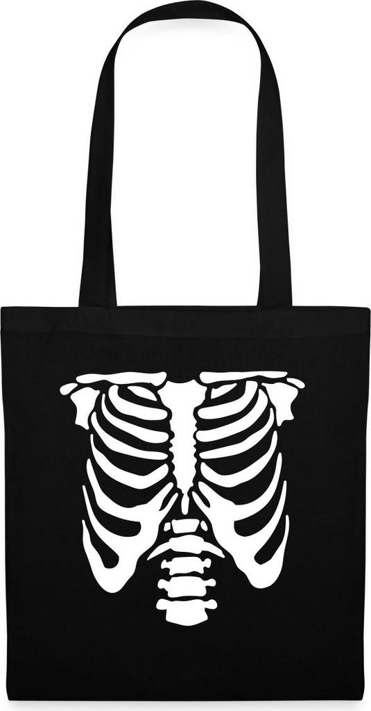 Spreadshirt Halloween Skelett Kostüm Stoffbeutel, One size, Schwarz