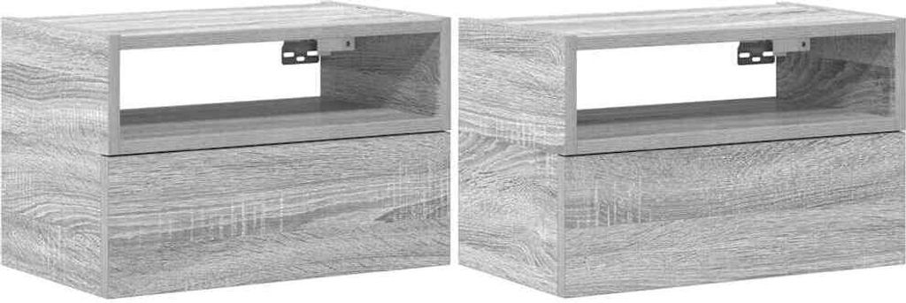 Wand-Nachttische 2 Stk. Grau Sonoma 45x26x28,5 cm